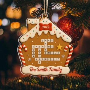 Personalized Family Name Christmas Ornament, Custom Wooden Family Name Ornament, Personalized Holiday Keepsake, Christmas Tree Decoration by Ornivo