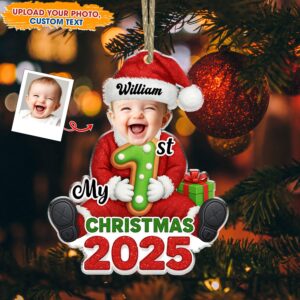 My First Christmas Personalized Baby Ornament, Custom Wooden Baby First Christmas Keepsake, Newborn Name Holiday Ornament, Baby Gift by Ornivo