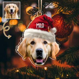 Main featured view of Personalized Dog Christmas Ornament, Custom Wooden Dog Ornament, Pet Name Christmas Tree Decoration, Dog Lover Holiday Gift by Ornivo manufactured by VTN Group