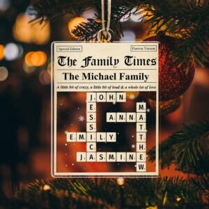 Main featured view of Personalized Family Christmas Ornament, Custom Family Name Wooden Ornament, Family with Kids & Pets Holiday Keepsake, Christmas Tree Decoration by Ornivo manufactured by VTN Group