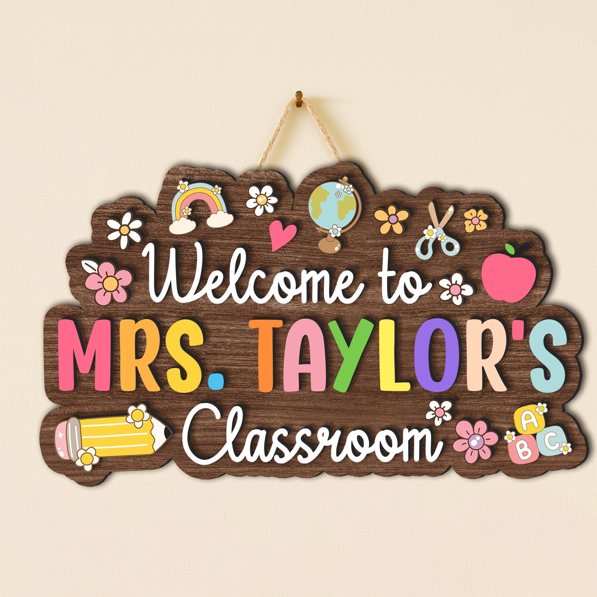 Detailed angle view 2 of Personalized Teacher Name Sign 3D Wood, Custom Wooden Teacher Desk Name Plate, Classroom Decor, Teacher Appreciation Gift by Ornivo manufactured by VTN Group