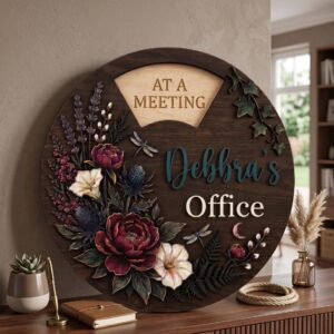 Personalized Rotating Office Door Sign, Custom Wooden Office Status Sign, Available Busy Meeting Door Hanger, Office Name Plaque by Ornivo