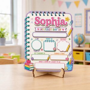 Main featured view of Personalized First Day of School Wooden Sign, Custom Back to School Board, First & Last Day School Milestone Sign, Reusable Dry Erase Photo Prop by Ornivo manufactured by VTN Group