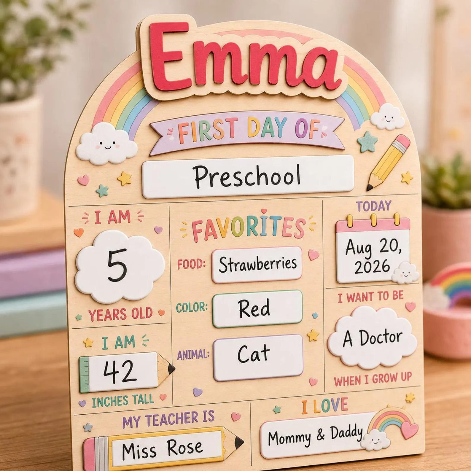 Detailed angle view 4 of Personalized Wooden First Day of School Sign, Custom School Milestone Board, First & Last Day Reusable Sign, Back to School Photo Prop, Custom Name Gift by Ornivo manufactured by VTN Group