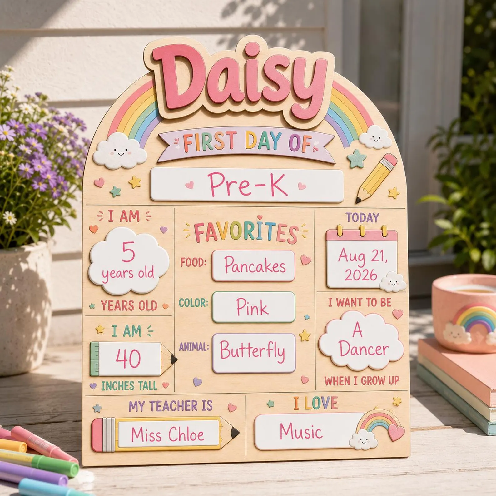 Detailed angle view 5 of Personalized Wooden First Day of School Sign, Custom School Milestone Board, First & Last Day Reusable Sign, Back to School Photo Prop, Custom Name Gift by Ornivo manufactured by VTN Group