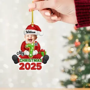 Main featured view of Personalized My First Christmas Baby Ornament, Custom Wooden Baby Christmas Ornament, Newborn Keepsake Gift, Baby's First Christmas Tree Decoration by Ornivo manufactured by VTN Group
