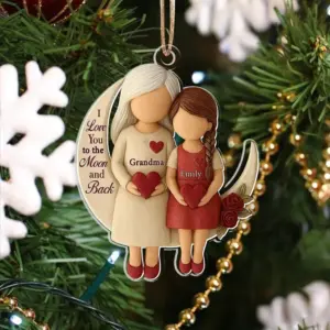Main featured view of Personalized Grandma & Grandchild Christmas Ornament, Custom Moon & Stars Wooden Ornament, Grandma Gift, Family Christmas Keepsake by Ornivo manufactured by VTN Group