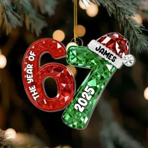 Main featured view of Personalized Year Number Christmas Ornament, Custom Family Milestone Wooden Ornament, Personalized Holiday Keepsake, Christmas Tree Decoration by Ornivo manufactured by VTN Group