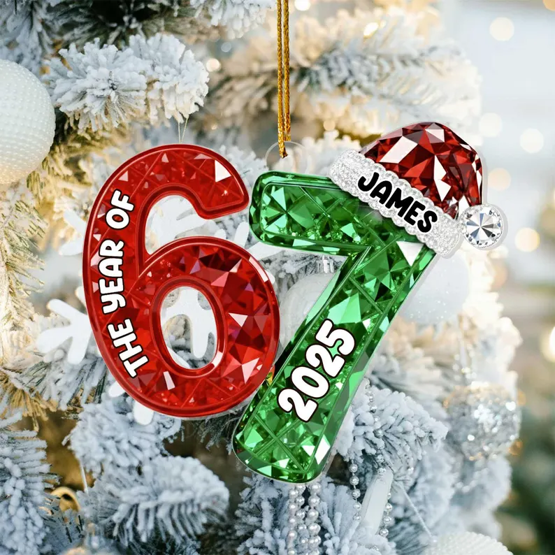 Detailed angle view 1 of Personalized Year Number Christmas Ornament, Custom Family Milestone Wooden Ornament, Personalized Holiday Keepsake, Christmas Tree Decoration by Ornivo manufactured by VTN Group