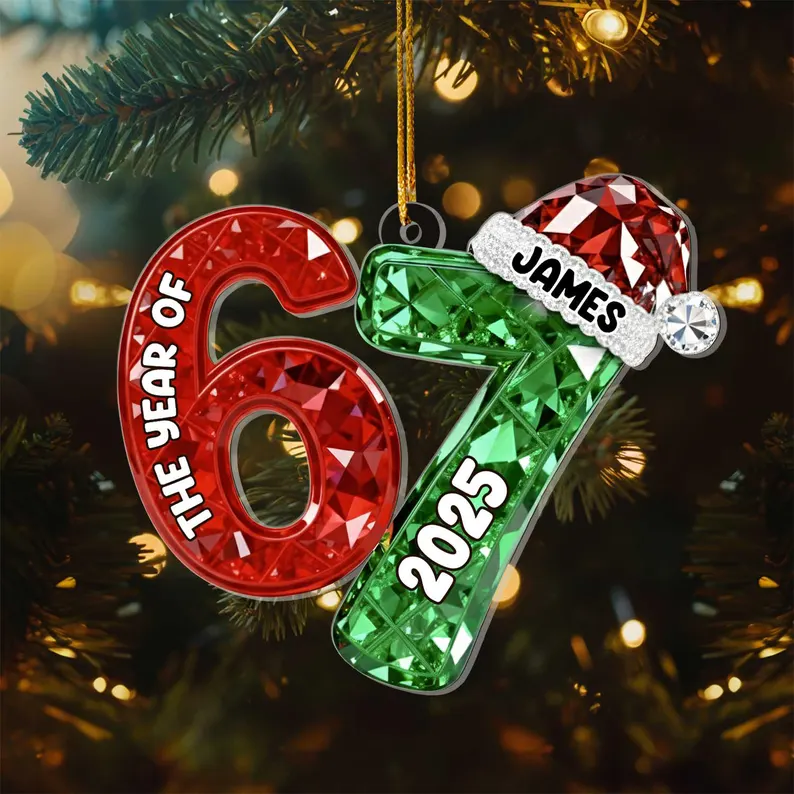 Detailed angle view 2 of Personalized Year Number Christmas Ornament, Custom Family Milestone Wooden Ornament, Personalized Holiday Keepsake, Christmas Tree Decoration by Ornivo manufactured by VTN Group