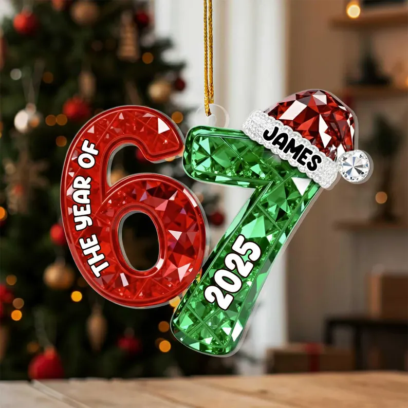 Detailed angle view 3 of Personalized Year Number Christmas Ornament, Custom Family Milestone Wooden Ornament, Personalized Holiday Keepsake, Christmas Tree Decoration by Ornivo manufactured by VTN Group