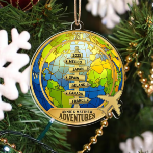 Main featured view of Personalized Travel Adventure Ornament, Custom Vacation Memory Wooden Ornament, Adventure Christmas Ornament, Travel Keepsake Gift by Ornivo manufactured by VTN Group