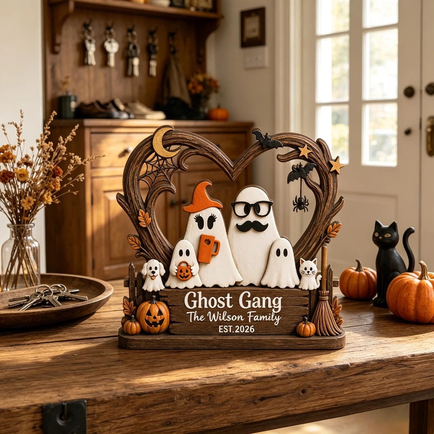 Personalized Ghost Family Halloween Wooden Plaque, Custom Boo Crew Family Name Sign, 2D Spooky Tabletop Decor, Halloween Keepsake by Ornivo - Image 5