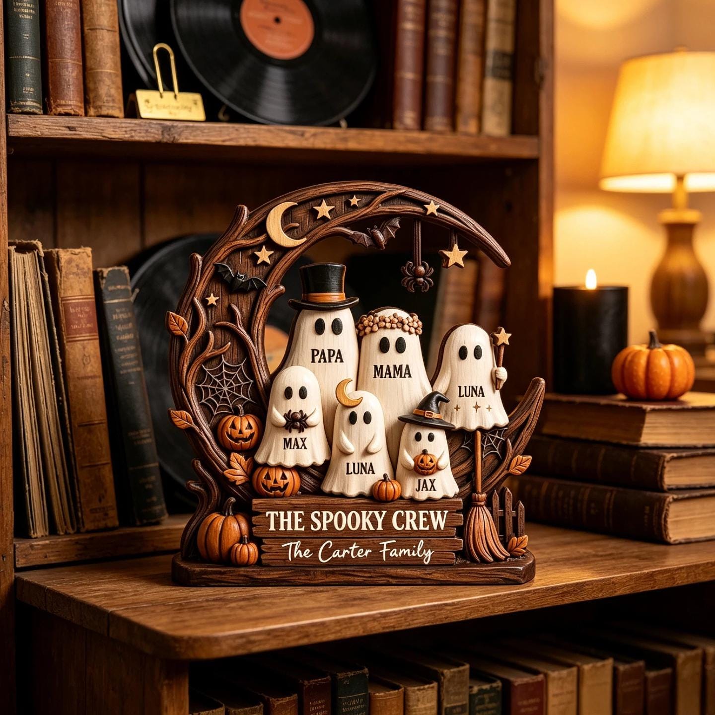 Personalized Ghost Family Halloween Wooden Plaque, Custom Boo Crew Family Name Sign, 2D Spooky Tabletop Decor, Halloween Keepsake by Ornivo - Image 9