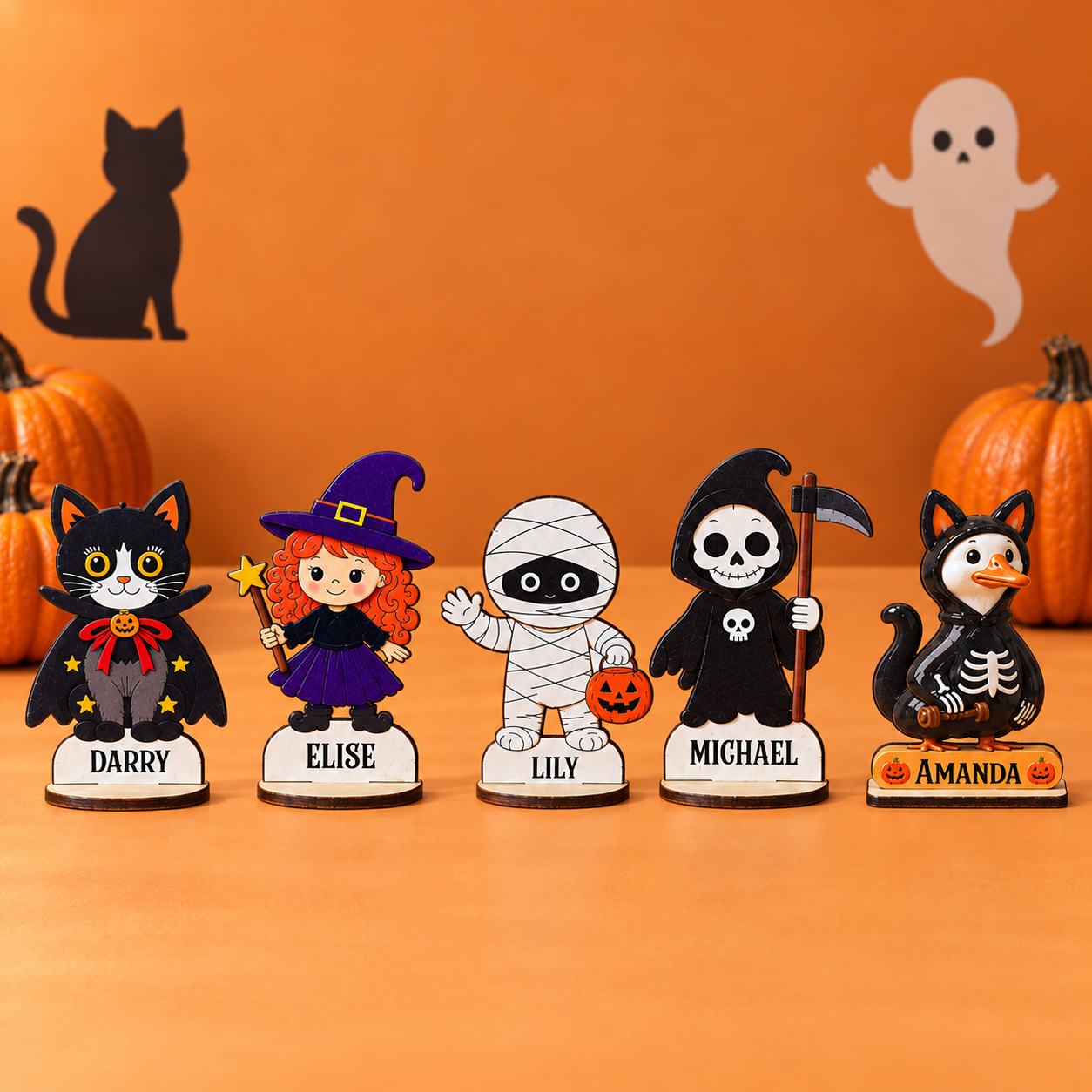 Personalized Wooden Halloween Name Signs – Custom Family Tabletop Decor - Image 4