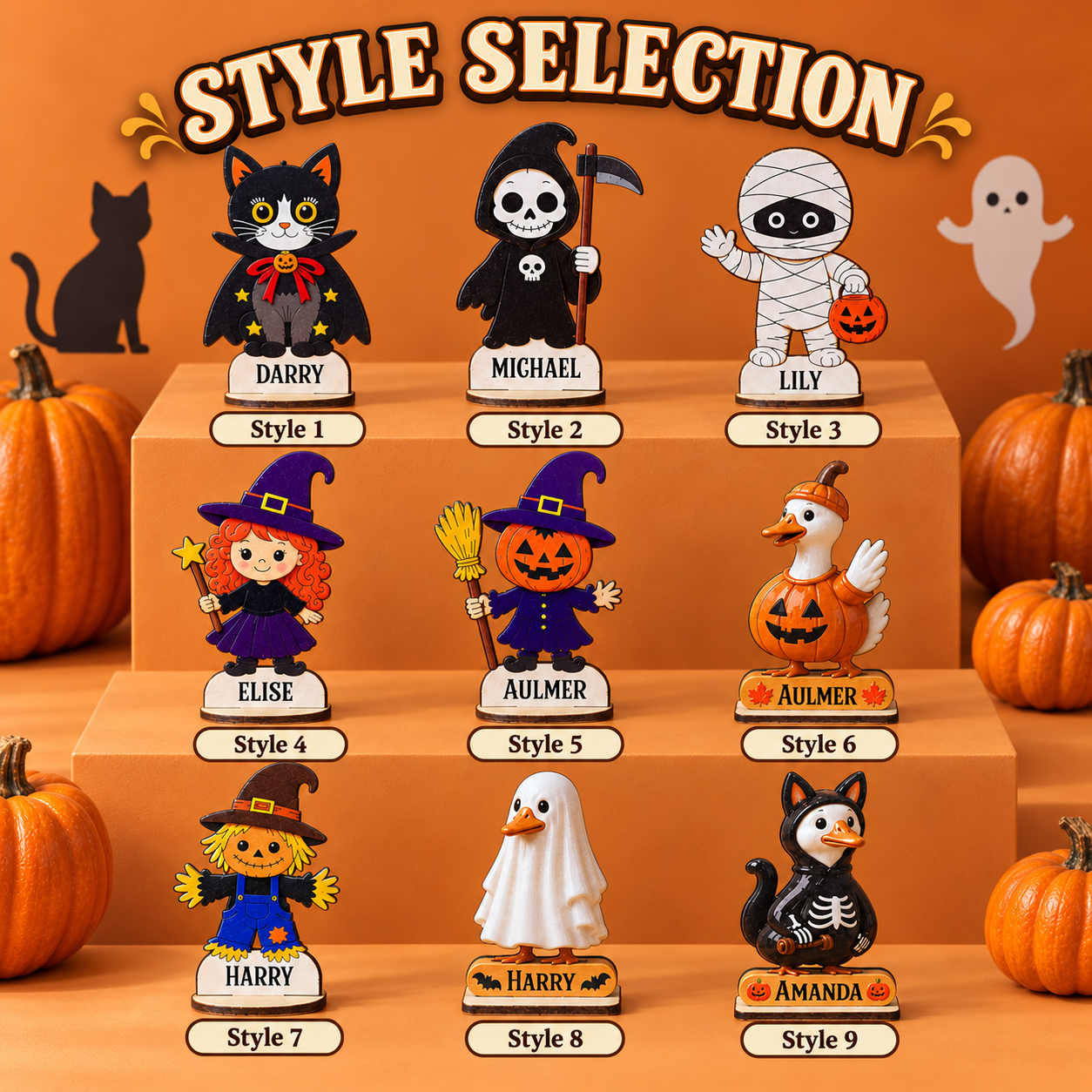 Personalized Wooden Halloween Name Signs – Custom Family Tabletop Decor - Image 2