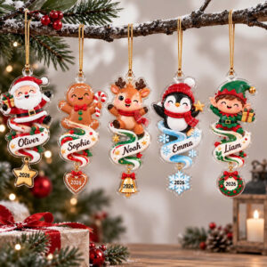 Personalized Christmas Character Ornament – Custom Name Acrylic Tree Decoration