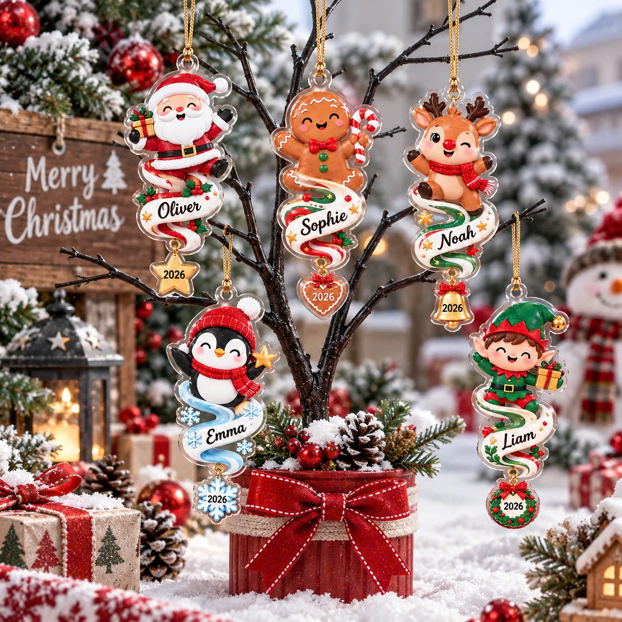 Personalized Christmas Character Ornament – Custom Name Acrylic Tree Decoration - Image 4