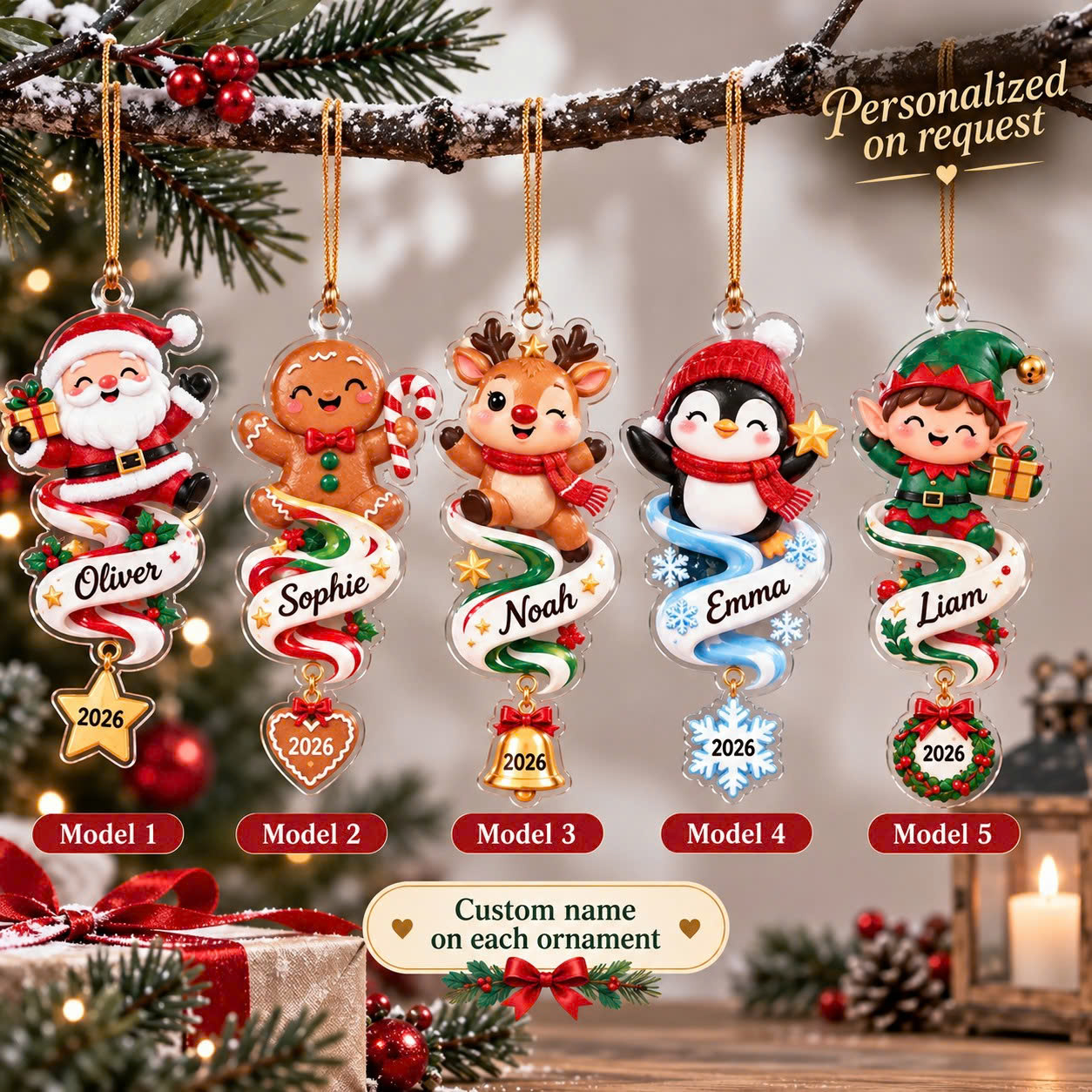 Personalized Christmas Character Ornament – Custom Name Acrylic Tree Decoration - Image 3