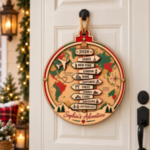 Personalized Travel Map Christmas Ornament – Custom Cities, Name & Year