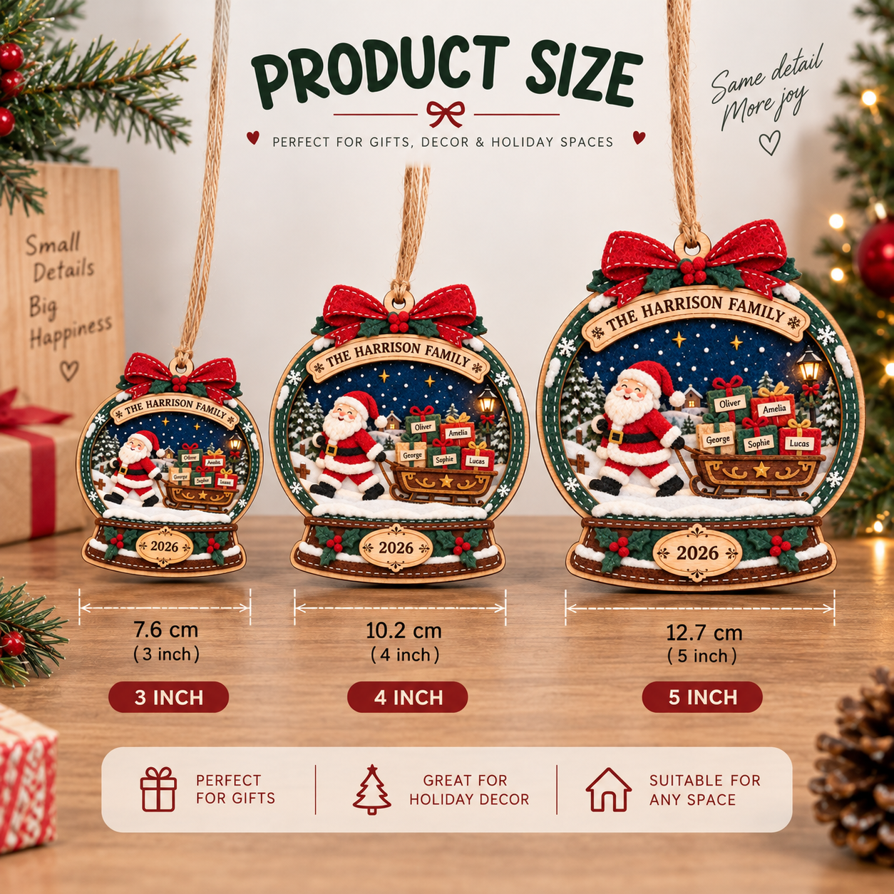 Personalized Christmas Snow Globe Ornament – Custom Family Name Santa Decoration - Image 2