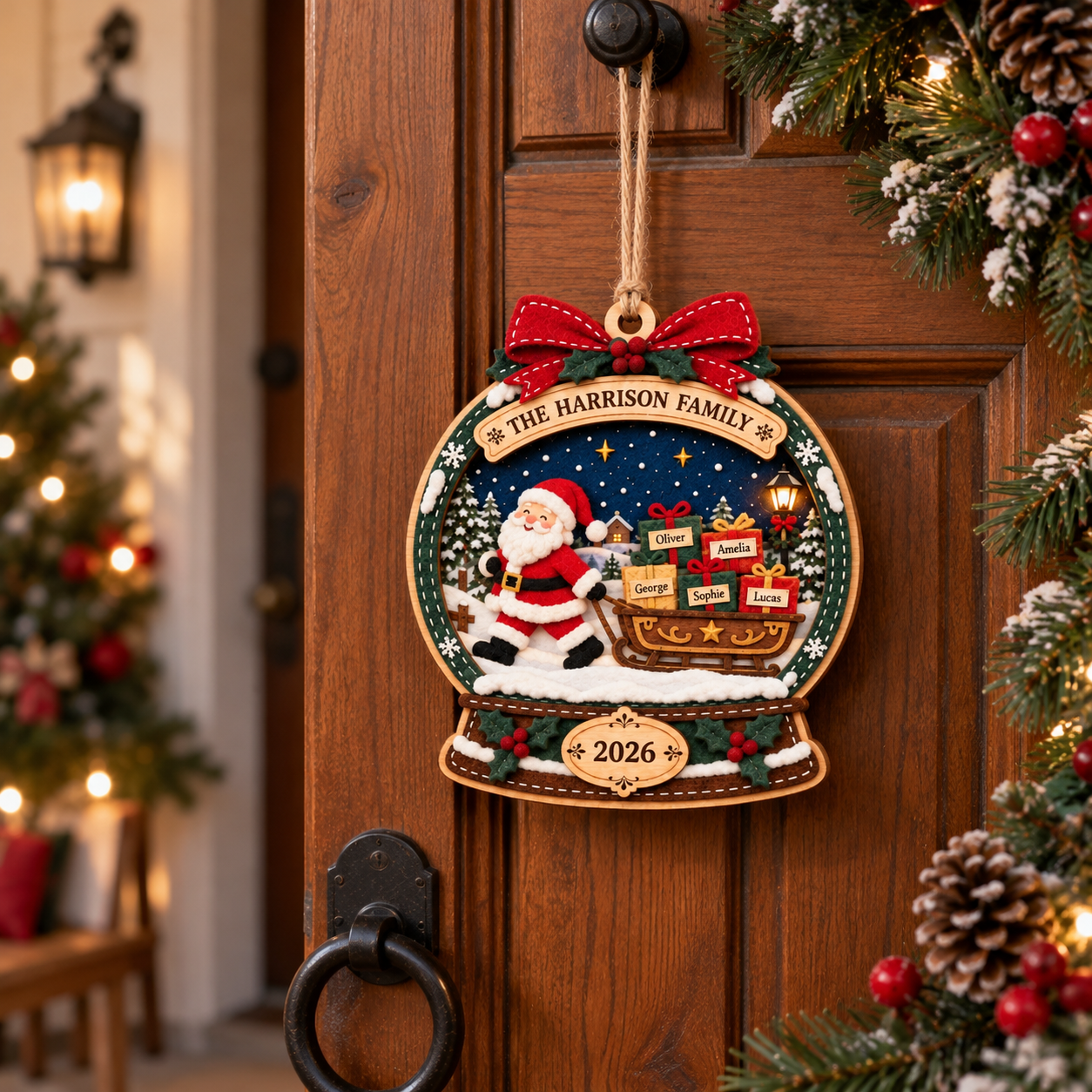 Personalized Christmas Snow Globe Ornament – Custom Family Name Santa Decoration - Image 4