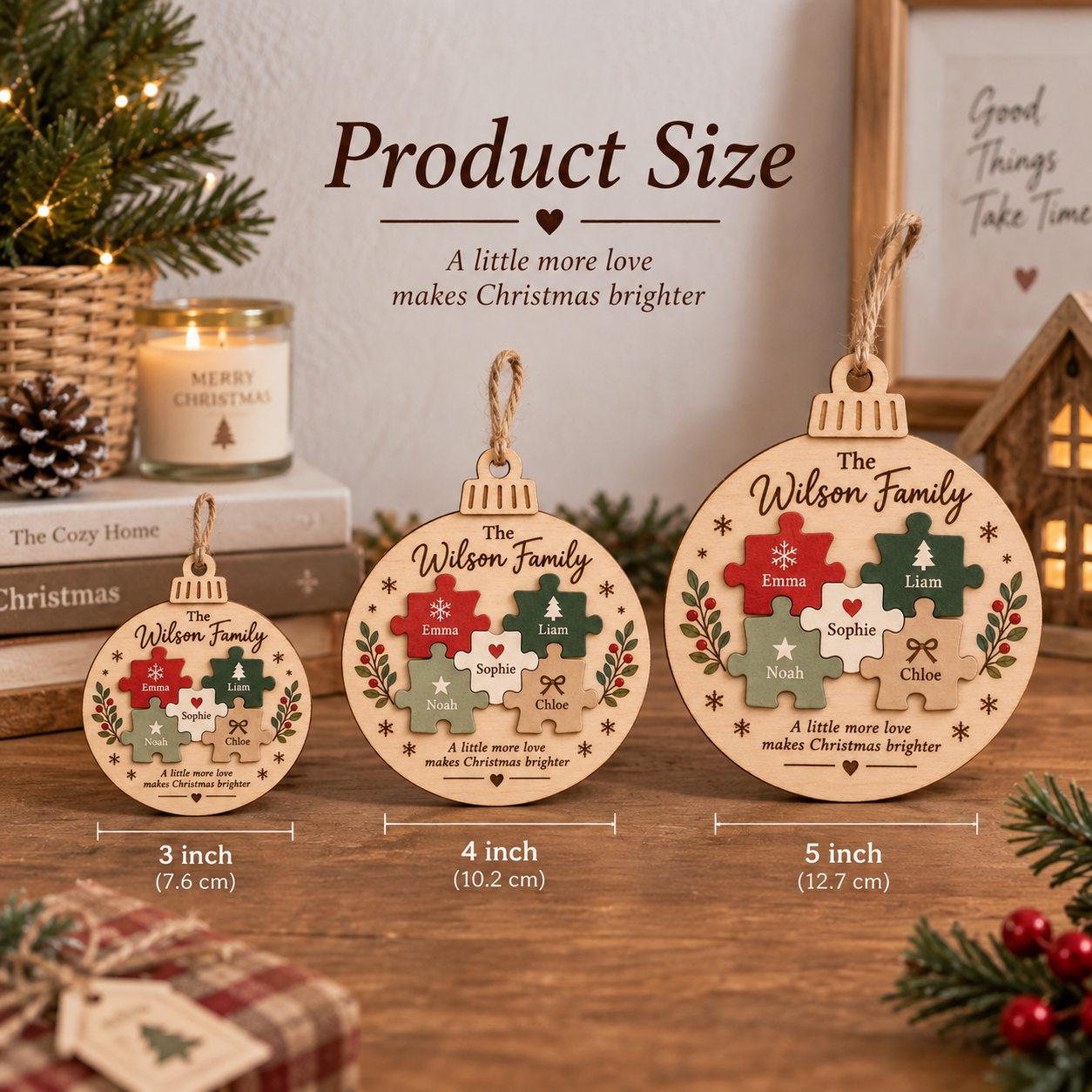 Personalized Family Puzzle Christmas Ornament – Custom Names Wooden Keepsake - Image 2