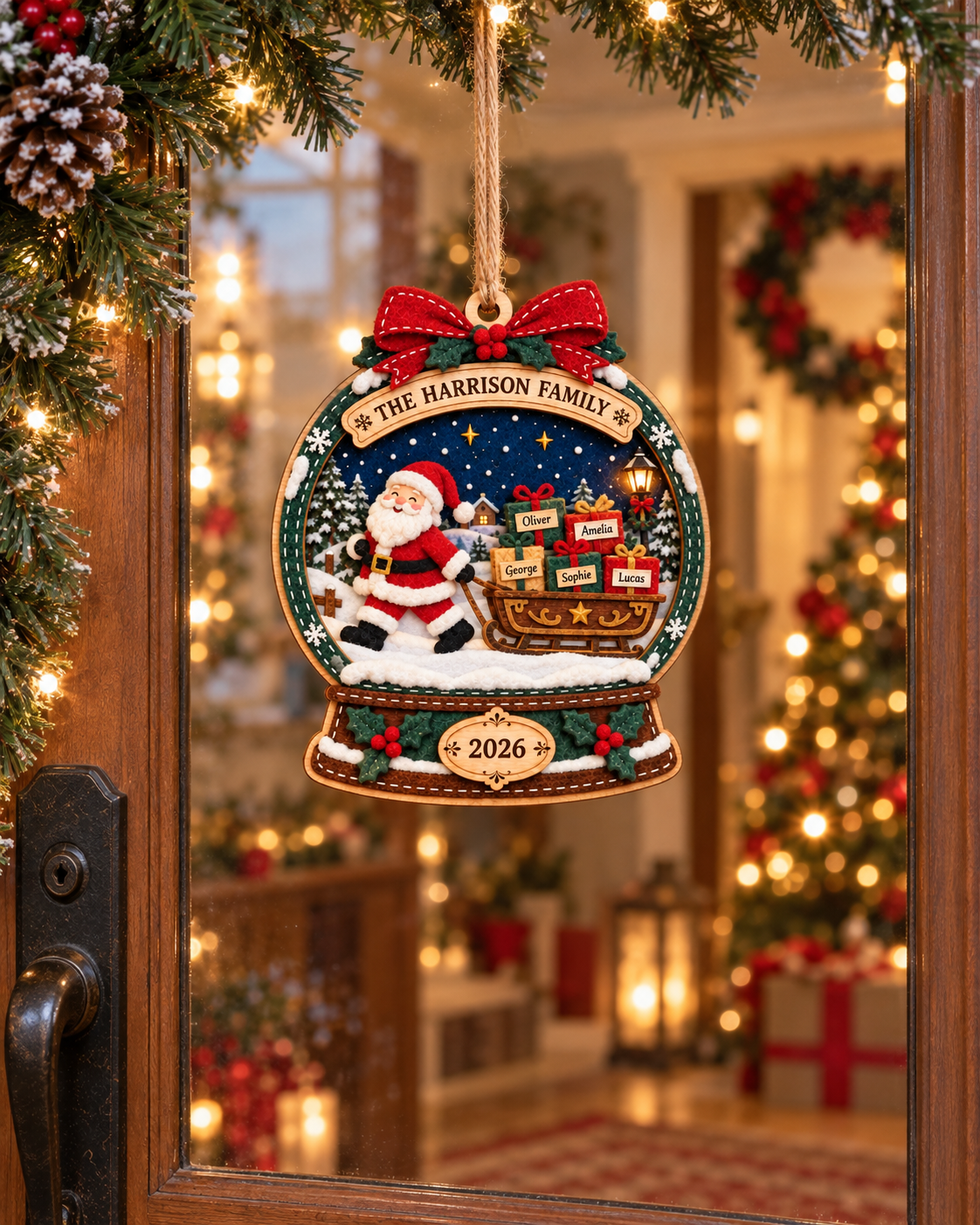 Personalized Christmas Snow Globe Ornament – Custom Family Name Santa Decoration - Image 6